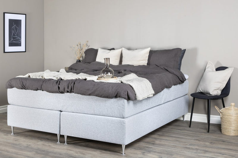 Boise Tweepersoonsbed - 200 x 180 cm - Lichtgrijs Medium Matras