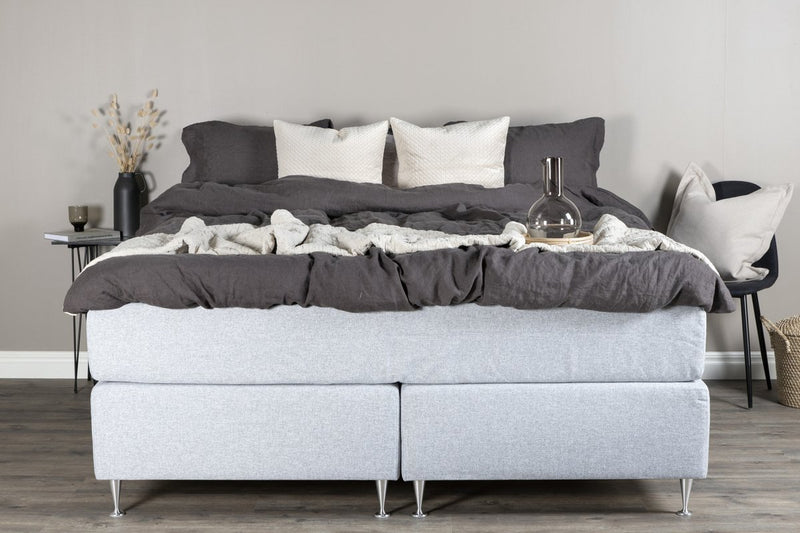 Boise Tweepersoonsbed - 200 x 180 cm - Lichtgrijs Medium Matras