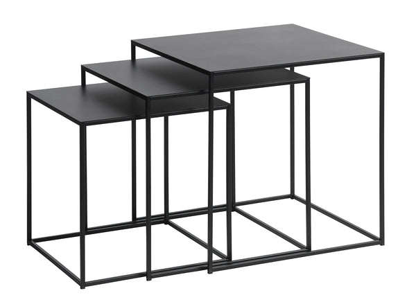 Basha Salontafel - 50 x 50 cm - Zwart - Set van 3 - Salontafels - Rebellenclub