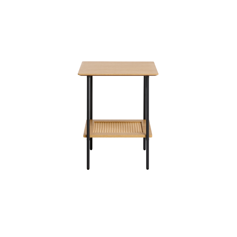 Berley Bijzettafel - 45 x 45 cm - Eiken met Rattan - Bijzettafels - Rebellenclub