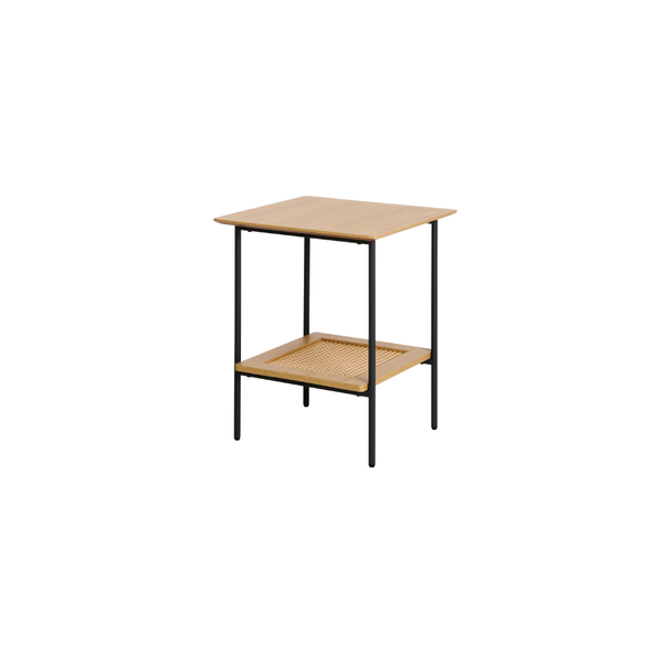 Berley Bijzettafel - 45 x 45 cm - Eiken met Rattan - Bijzettafels - Rebellenclub