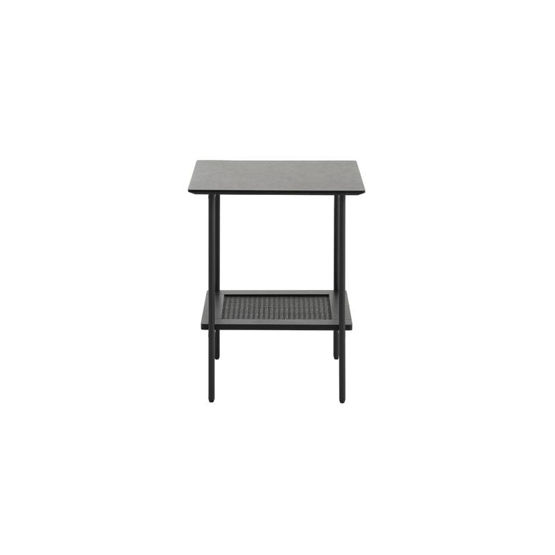 Berley Bijzettafel - 45 x 45 cm - Zwart met Rattan - Bijzettafels - Rebellenclub