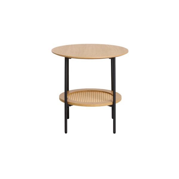 Berley Bijzettafel - ø50 cm - Eiken met Rattan - Bijzettafels - Rebellenclub