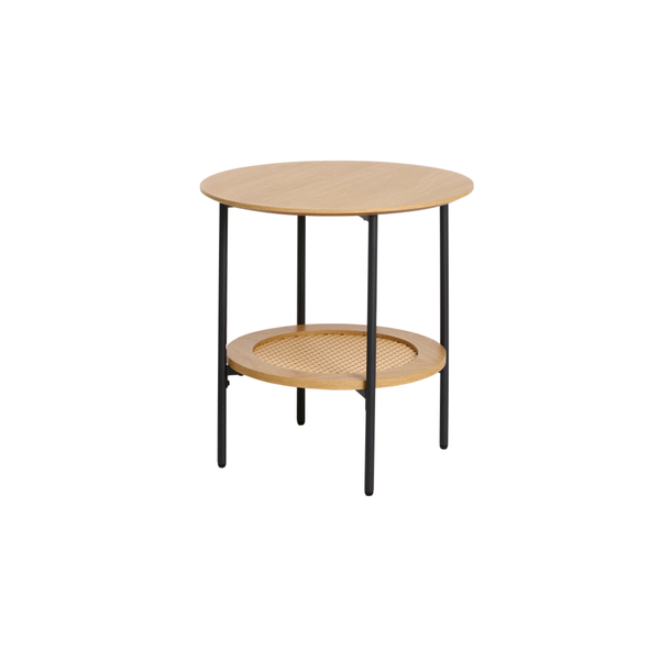 Berley Bijzettafel - ø50 cm - Eiken met Rattan - Bijzettafels - Rebellenclub