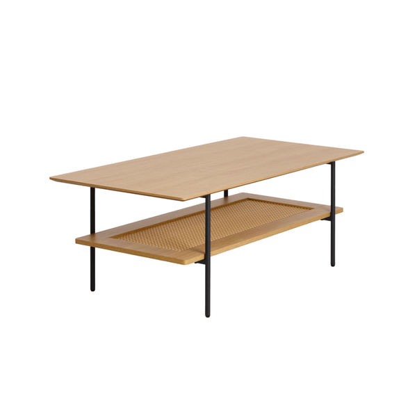 Berley Salontafel - 110 x 55 cm - Eiken met Rattan - Salontafels - Rebellenclub