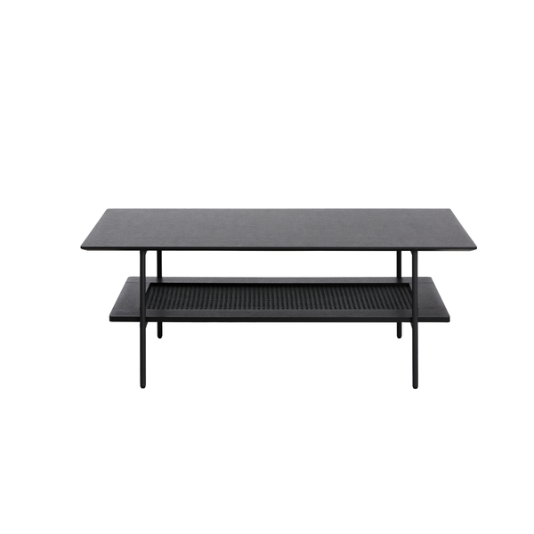 Berley Salontafel - 110 x 55 cm - Zwart met Rattan - Salontafels - Rebellenclub
