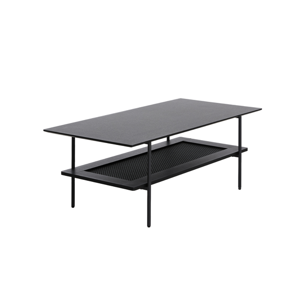 Berley Salontafel - 110 x 55 cm - Zwart met Rattan - Salontafels - Rebellenclub