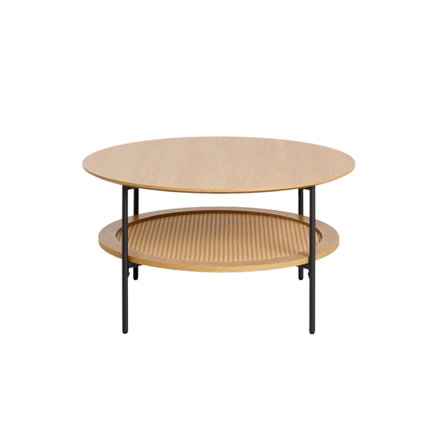 Berley Salontafel - ø80 cm - Eiken met Rattan - Salontafels - Rebellenclub