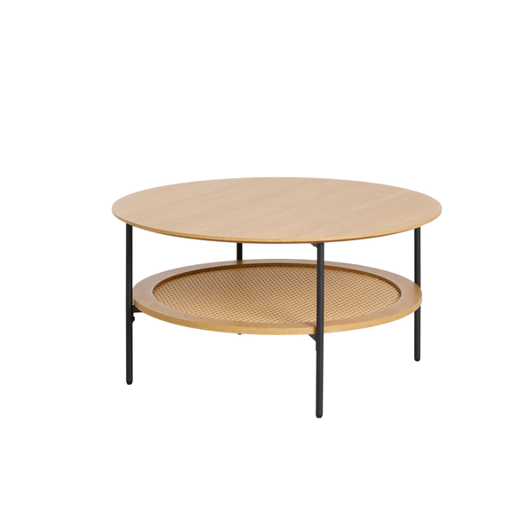 Berley Salontafel - ø80 cm - Eiken met Rattan - Salontafels - Rebellenclub