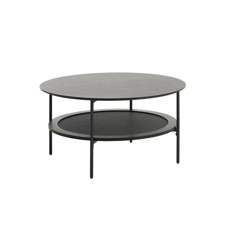 Berley Salontafel - ø80 cm - Zwart met Rattan - Salontafels - Rebellenclub