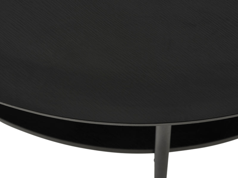 Berley Salontafel - ø80 cm - Zwart met Rattan - Salontafels - Rebellenclub