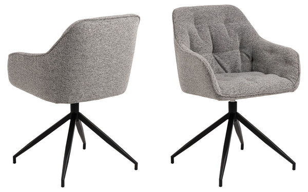 Harstad Eetkamerstoel - Grijs Bouclé met een Mat Zwart Frame - Eetkamerstoelen - Rebellenclub