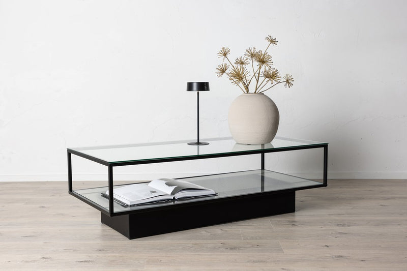 Lucera Salontafel - 130 x 60 cm - Zwart met Glazen Blad - Salontafels - Rebellenclub