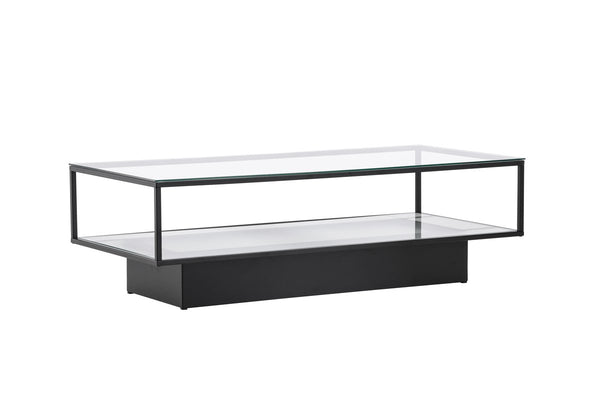 Lucera Salontafel - 130 x 60 cm - Zwart met Glazen Blad - Salontafels - Rebellenclub