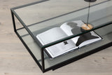 Lucera Salontafel - 130 x 60 cm - Zwart met Glazen Blad - Salontafels - Rebellenclub