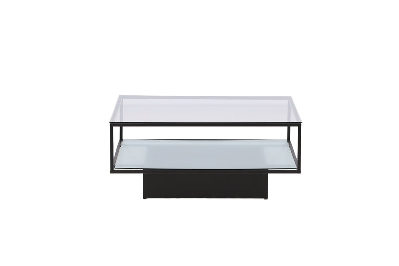 Lucera Salontafel - 90 x 90 cm - Zwart met Glazen Blad - Salontafels - Rebellenclub