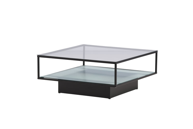 Lucera Salontafel - 90 x 90 cm - Zwart met Glazen Blad - Salontafels - Rebellenclub