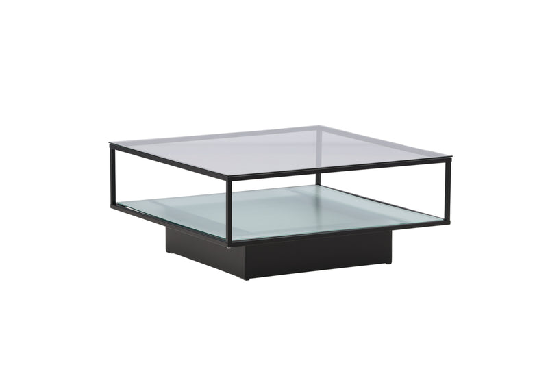 Lucera Salontafel - 90 x 90 cm - Zwart met Glazen Blad - Salontafels - Rebellenclub