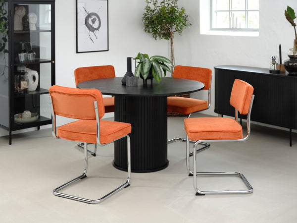 Luxor Eetkamerstoel - Set van 4 - Oranje Ribstof  - Eetkamerstoelen - Rebellenclub