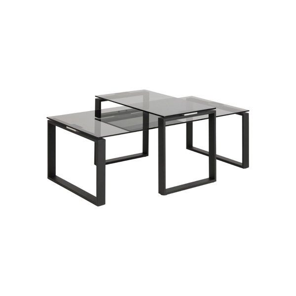 Muker Salontafel Set - Zwart Met Smoked Glass