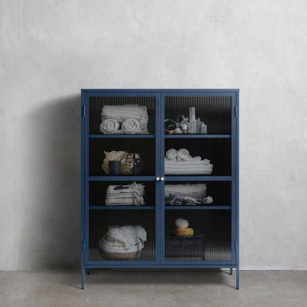 Omeo Vitrinekast - 140 x 111 cm - Blauw