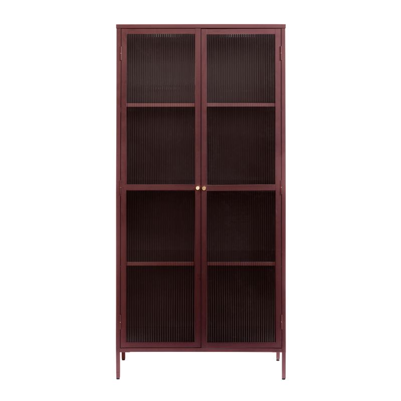 Omeo Vitrinekast - 190 x 90 cm - Bordeauxrood - Vitrinekasten - Rebellenclub