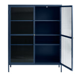 Omeo Vitrinekast - 140 x 111 cm - Blauw - Vitrinekasten - Rebellenclub