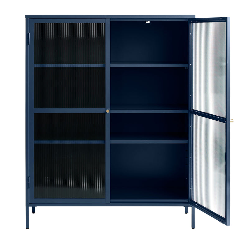 Omeo Vitrinekast - 140 x 111 cm - Blauw - Vitrinekasten - Rebellenclub