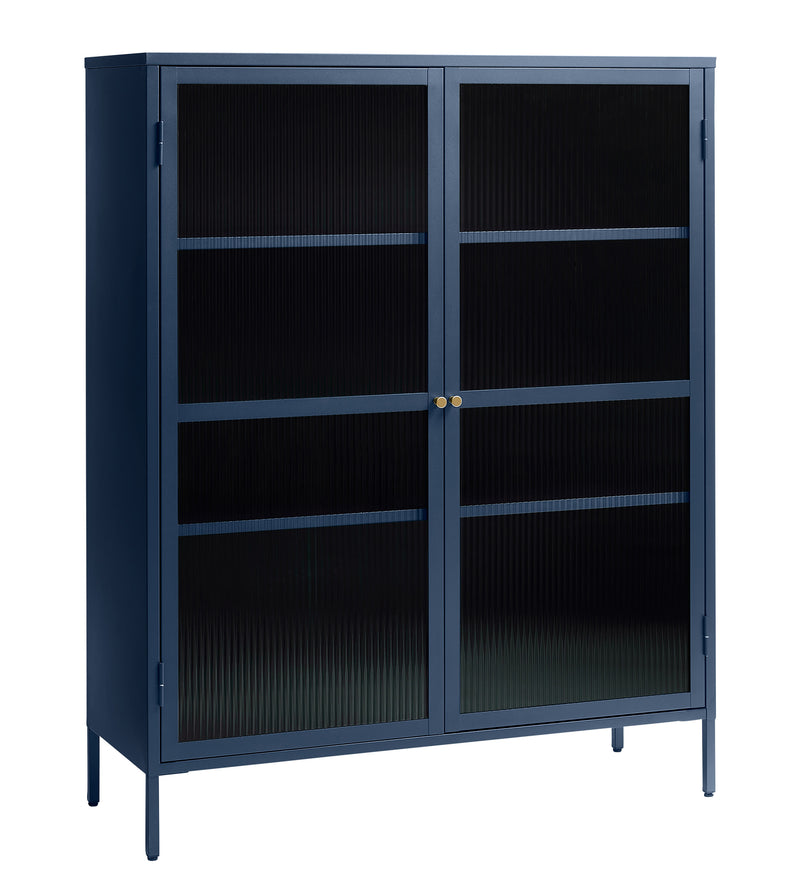 Omeo Vitrinekast - 140 x 111 cm - Blauw - Vitrinekasten - Rebellenclub