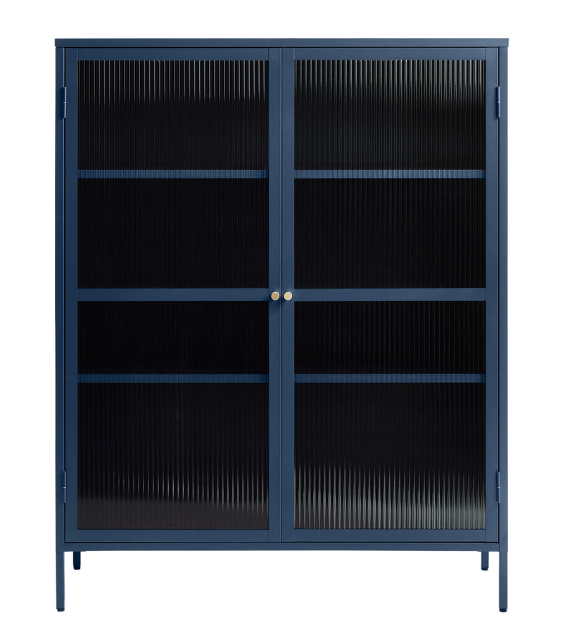 Omeo Vitrinekast - 140 x 111 cm - Blauw - Vitrinekasten - Rebellenclub