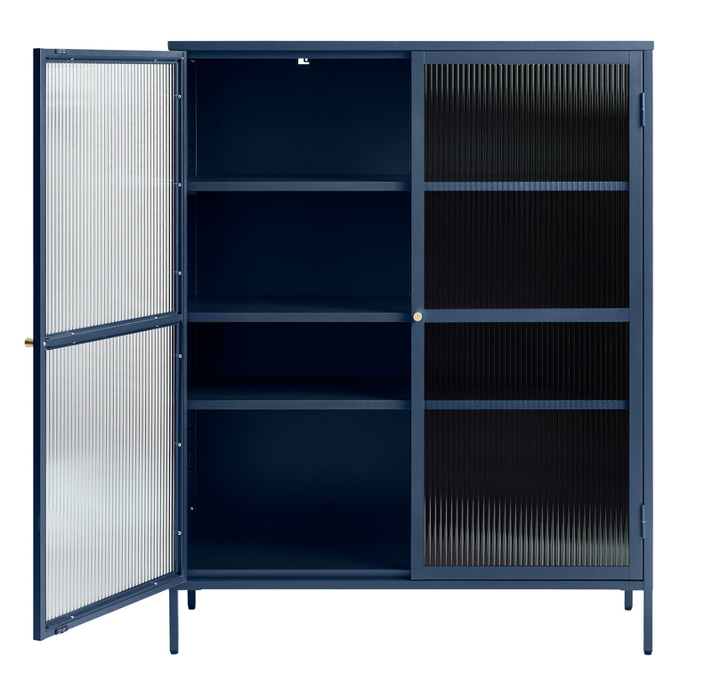 Omeo Vitrinekast - 140 x 111 cm - Blauw - Vitrinekasten - Rebellenclub