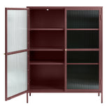 Omeo Vitrinekast - 140 x 111 cm - Bordeauxrood - Vitrinekasten - Rebellenclub