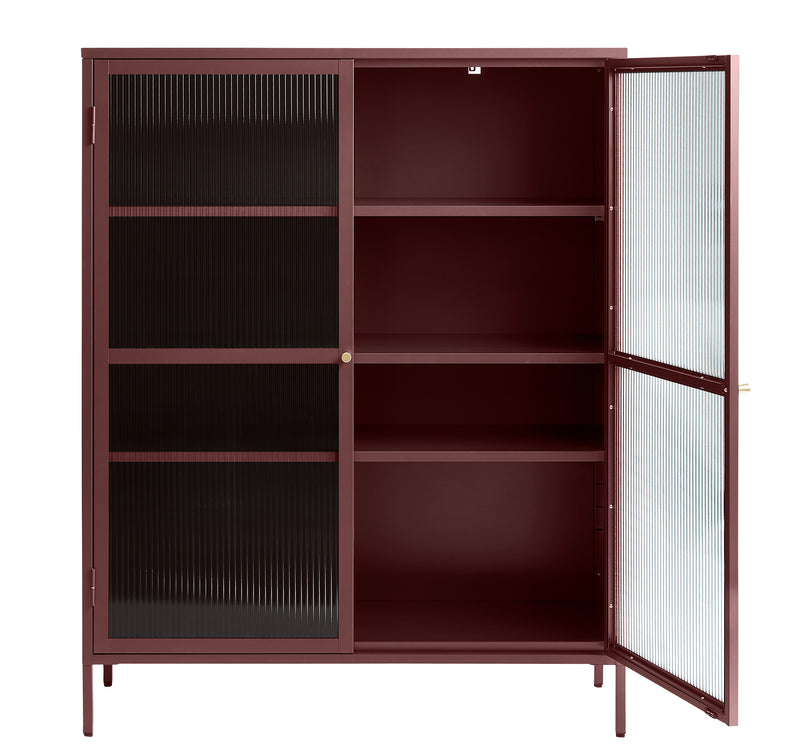 Omeo Vitrinekast - 140 x 111 cm - Bordeauxrood - Vitrinekasten - Rebellenclub