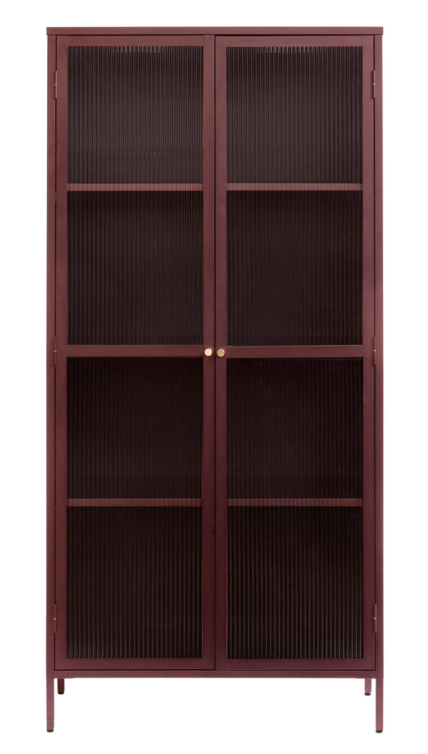 Omeo Vitrinekast - 190 x 90 cm - Bordeauxrood - Vitrinekasten - Rebellenclub