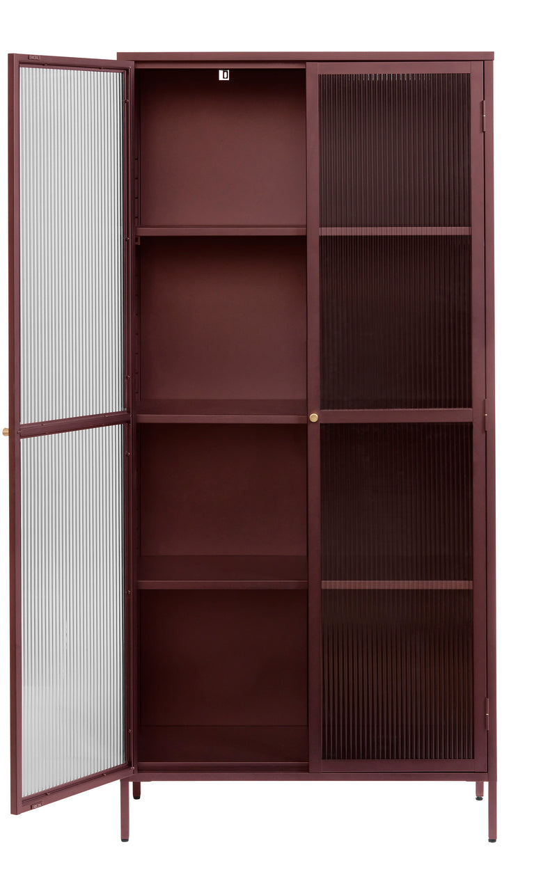 Omeo Vitrinekast - 190 x 90 cm - Bordeauxrood - Vitrinekasten - Rebellenclub