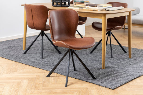 Pescara Eetkamerstoel - Bruin Letherlook met Mat Zwart Frame - Eetkamerstoelen - Rebellenclub