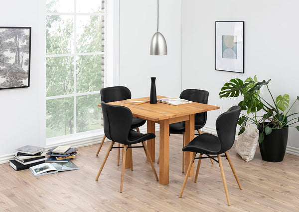 Pescara Eetkamerstoel - Set van 2 - Zwart Letherlook met Houten Poten - Eetkamerstoelen - Rebellenclub