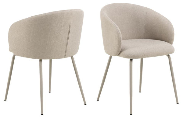 Rylin Eetkamerstoel - Set van 2 - Beige met beige frame - Eetkamerstoelen - Rebellenclub