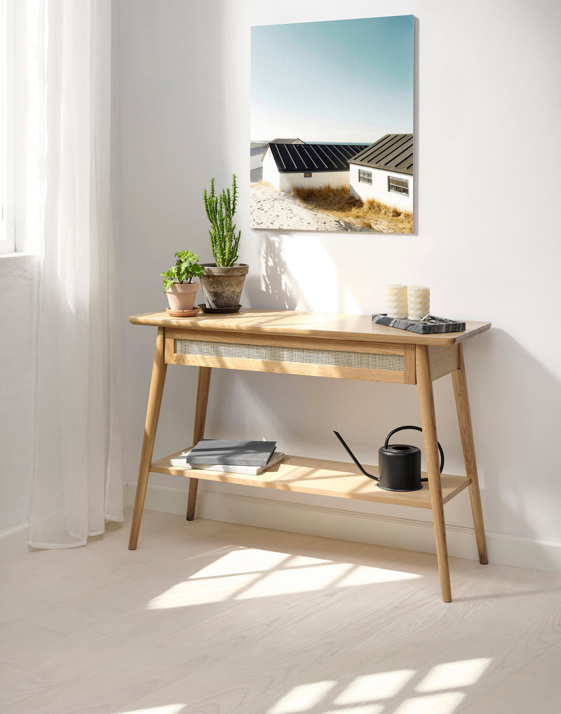 Yass Sidetable - 110 x 40 cm - Eiken met Rattan - Sidetables - Rebellenclub