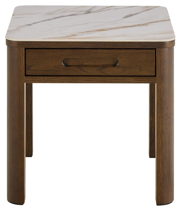 Leda Bijzettafel - 45 x 45 cm - Marmerlook / Gerookt Eiken -  - Rebellenclub