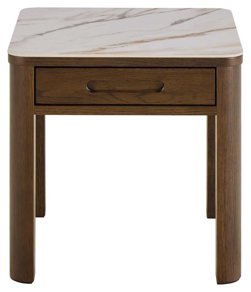 Leda Bijzettafel - 45 x 45 cm - Marmerlook / Gerookt Eiken -  - Rebellenclub