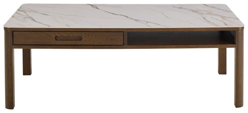 Leda Salontafel - 130 x 70 cm - Marmerlook / Gerookt Eiken -  - Rebellenclub
