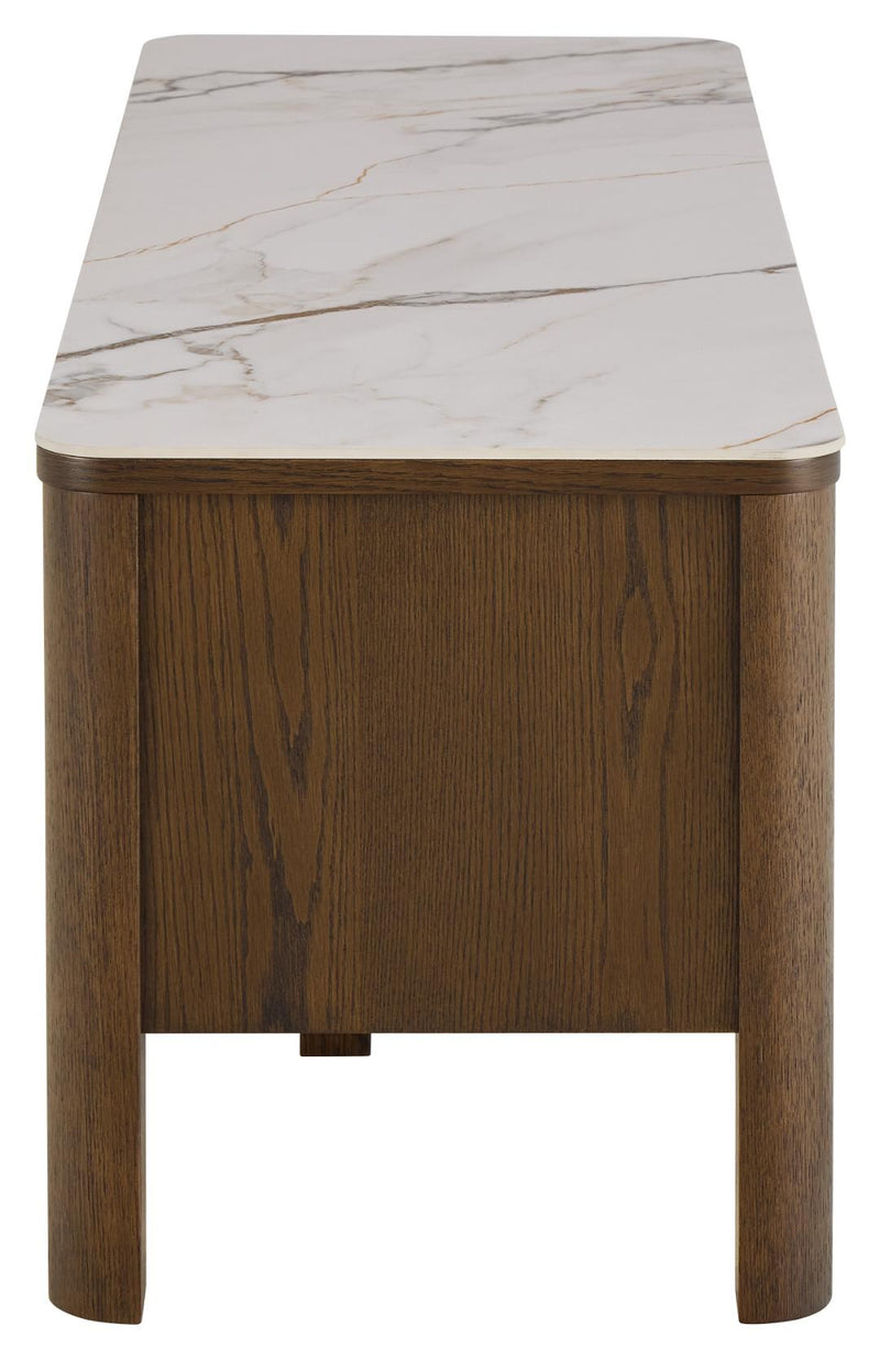 Leda TV-meubel  - 120 x 40 cm - Marmerlook / Gerookt Eiken -  - Rebellenclub